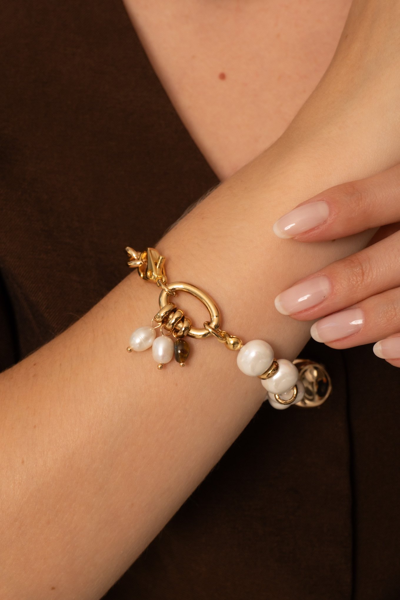 Pulseira Toda Trabalhada Em Perola Shell